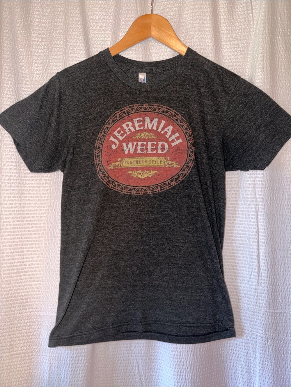 Vintage Jeremiah Weed Southern Style Graphic Tee Charcoal Tri-Blend Cowboy Small